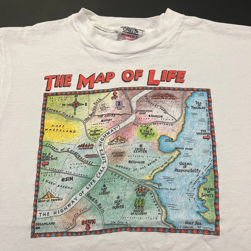 Vintage 1990 The Map Of Life Shirt S