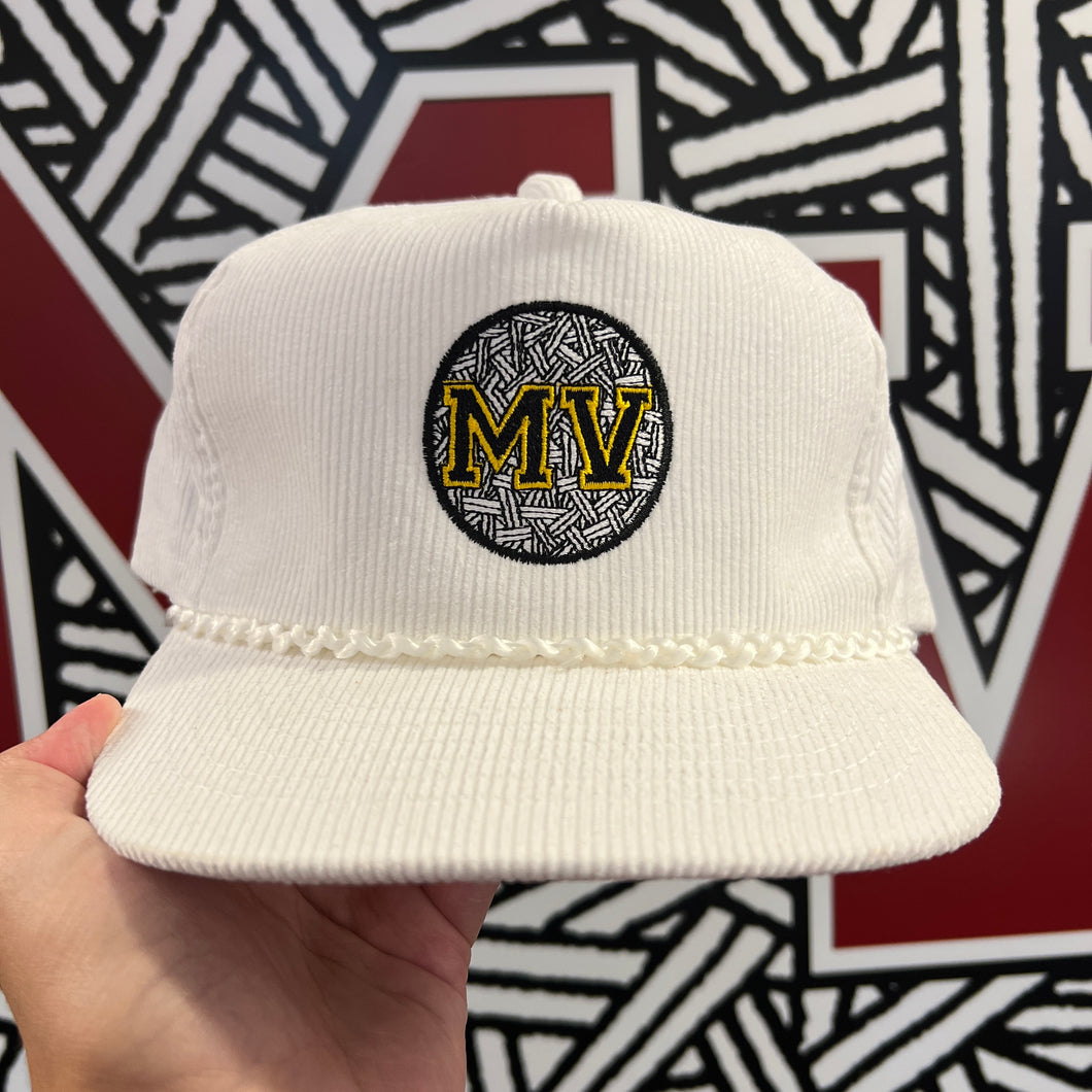 Mass Vintage Yellow MV White Corduroy Strapback Hat