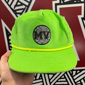 Mass Vintage Gray MV Neon Green Corduroy Strapback Hat