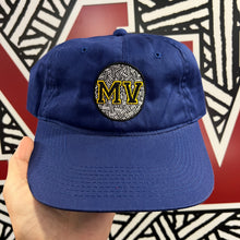 Load image into Gallery viewer, Mass Vintage Yellow MV Blue Strapback Hat