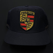 Load image into Gallery viewer, Vintage Porsche Navy Trucker Snapback Hat
