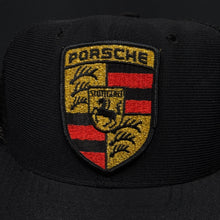 Load image into Gallery viewer, Vintage Porsche Black Trucker Snapback Hat