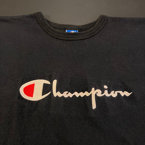Vintage Champion Black Spell Out Shirt XL/2XL