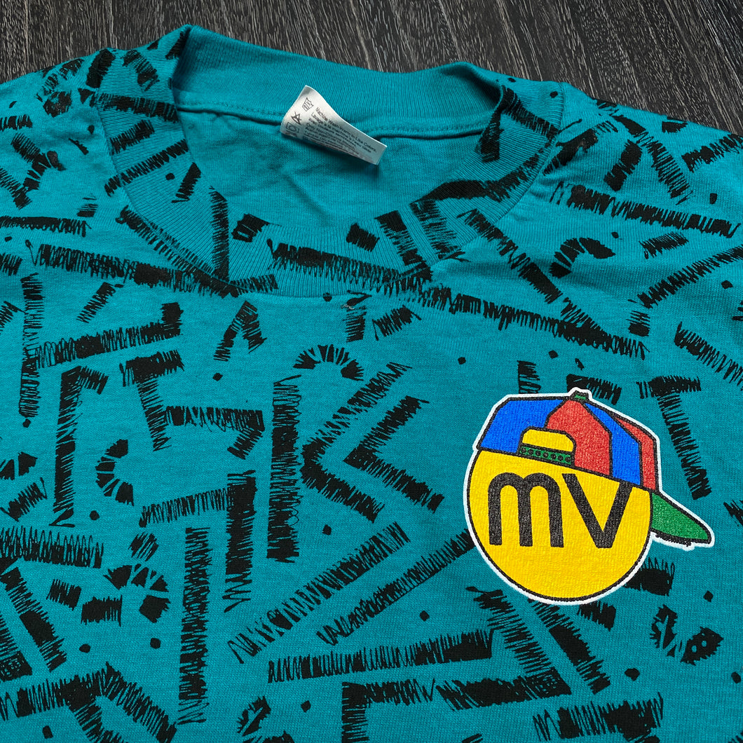 Mass Vintage MVabc Teal Patterned Shirt XS/S