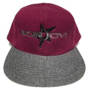 Vintage Bon Jovi Maroon Snapback Hat NWT